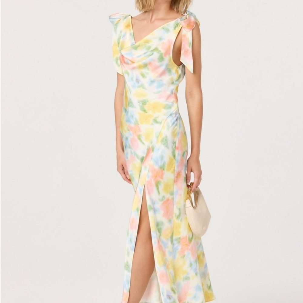 ASTR The Label Allexina Satin Cowl Neck Midi Dress